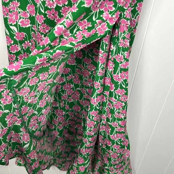 Timing Womens MIdi Dress XL Green Pink Floral Adj Straps Hi-Lo Hemline Open Back - Picture 4 of 14